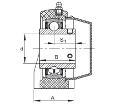 直立式軸承座單元 RASEY30-TV-VA, 塑料軸承座，內(nèi)圈帶平頭螺釘?shù)耐馇蛎媲蜉S承，耐腐蝕設(shè)計(jì)，R密封