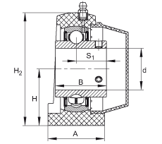 直立式軸承座單元 RSHEY40-TV-VA, 塑料軸承座，內(nèi)圈帶平頭螺釘?shù)耐馇蛎媲蜉S承，耐腐蝕設(shè)計(jì)，R 型密封