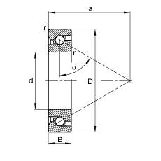 推力角接觸球軸承 BSB040072-T, 單向，接觸角 α = 60°，限制公差