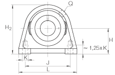 直立式軸承座單元 PSHEY12, 鑄鐵軸承座，內(nèi)圈帶平頭螺釘?shù)耐馇蛎媲蜉S承，P 型密封