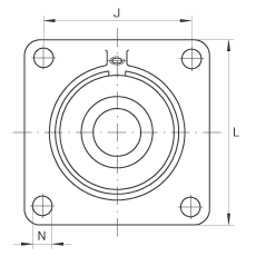軸承座單元 PCCJ40, 帶四個(gè)螺栓孔的法蘭的軸承座單元，鑄鐵，雙列角接觸球軸承，P 型密封